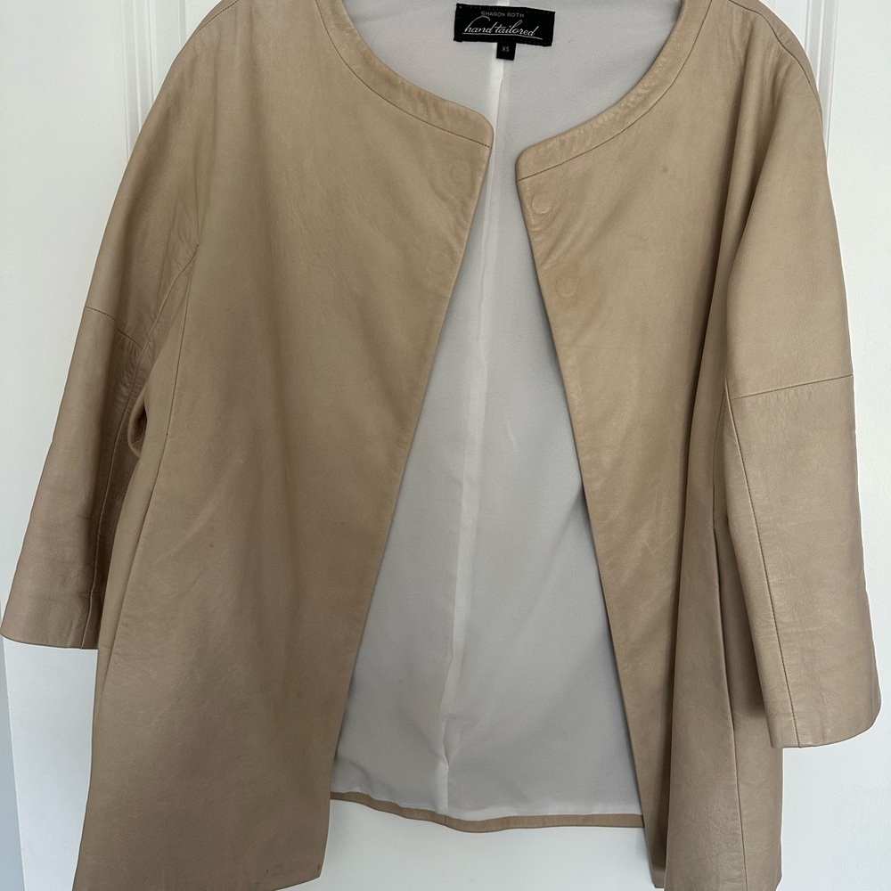 Women's leather jacket/cape by Sharon Roth, handmade sz XS